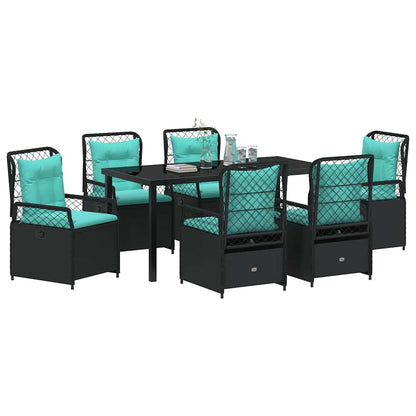 Garden Dining Set 7 pcs Black Poly Rattan