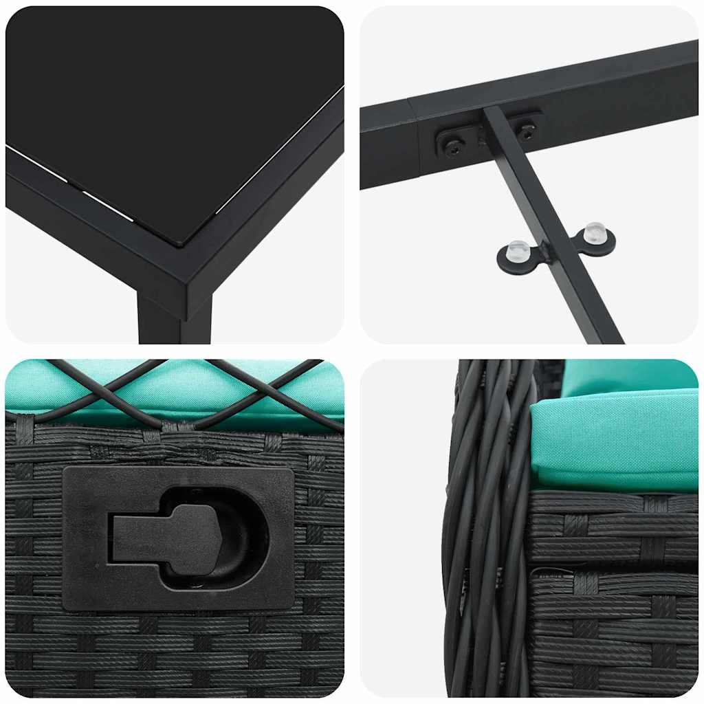 Garden Dining Set 7 pcs Black Poly Rattan