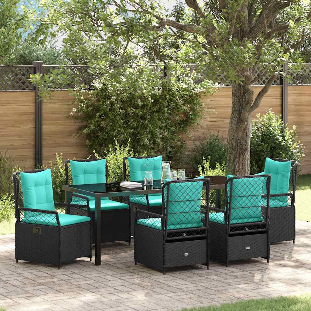 Garden Dining Set 7 pcs Black Poly Rattan