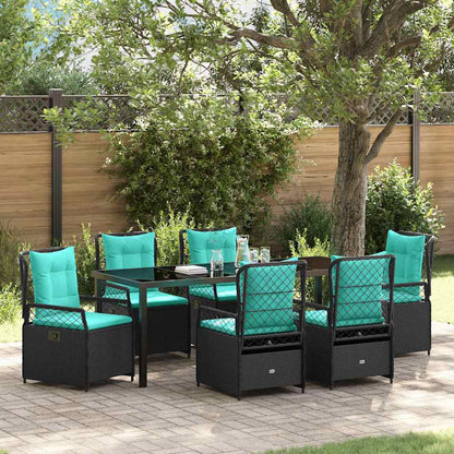 Garden Dining Set 7 pcs Black Poly Rattan