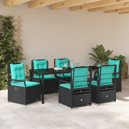 Garden Dining Set 7 pcs Black Poly Rattan