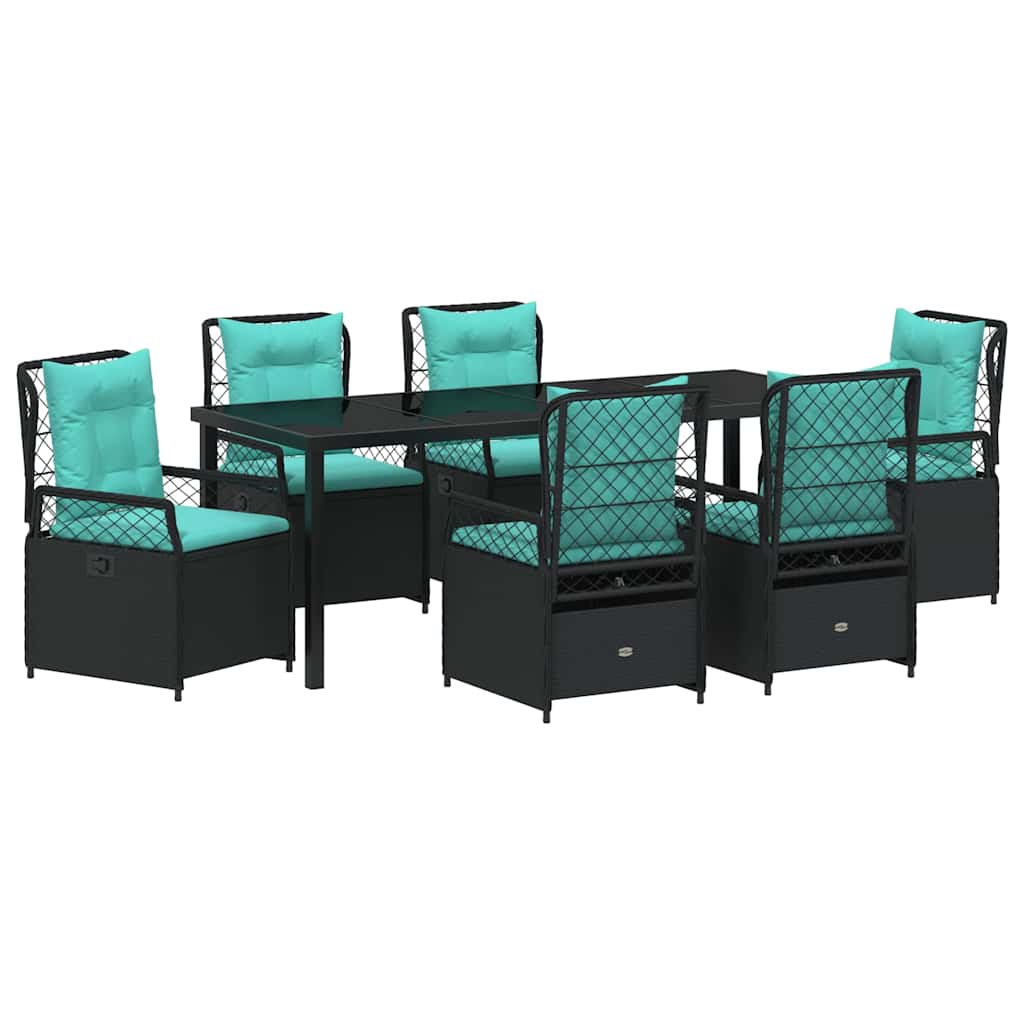 Garden Dining Set 7 pcs Black Poly Rattan