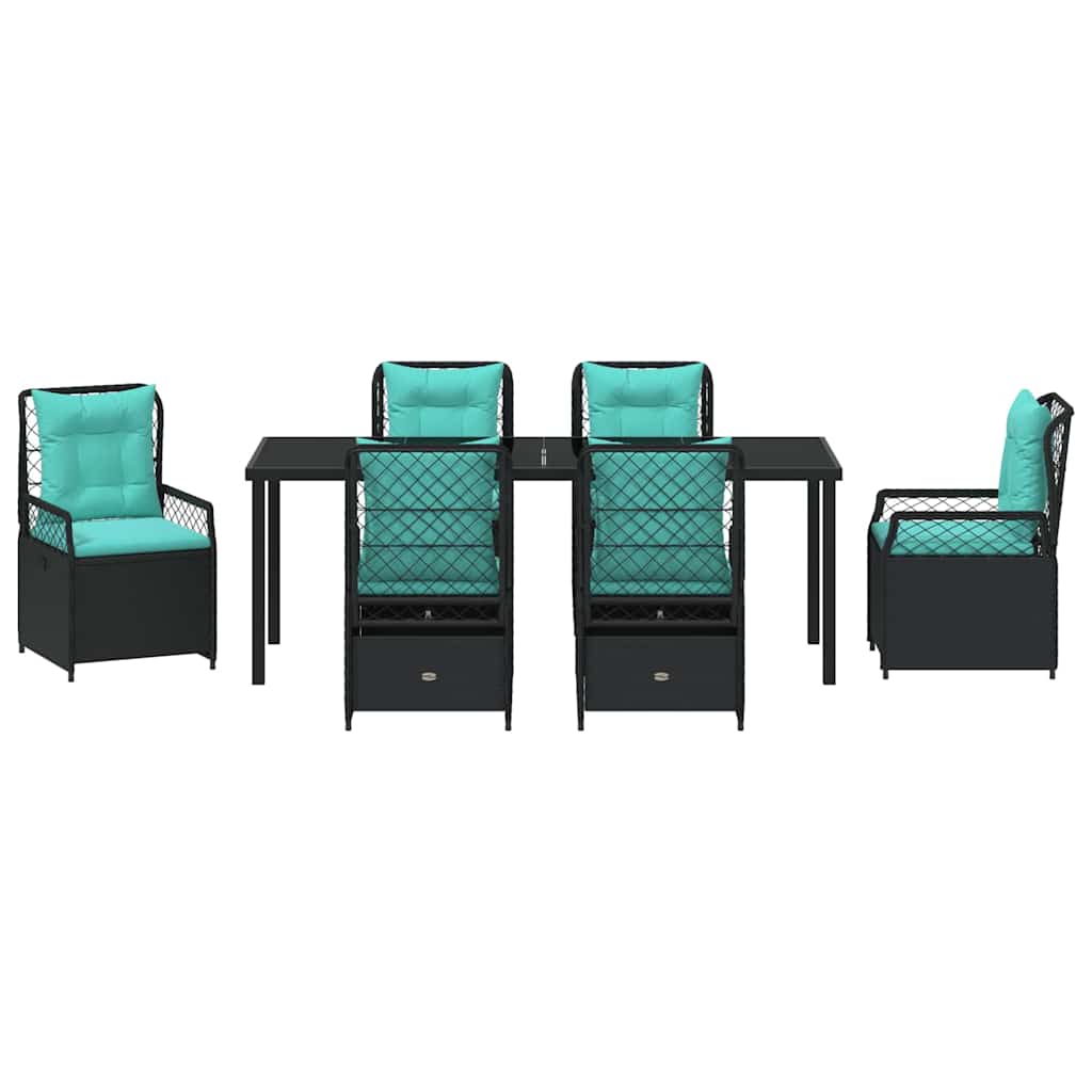 Garden Dining Set 7 pcs Black Poly Rattan