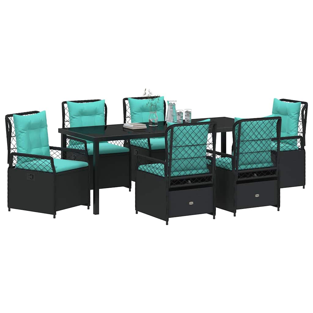 Garden Dining Set 7 pcs Black Poly Rattan