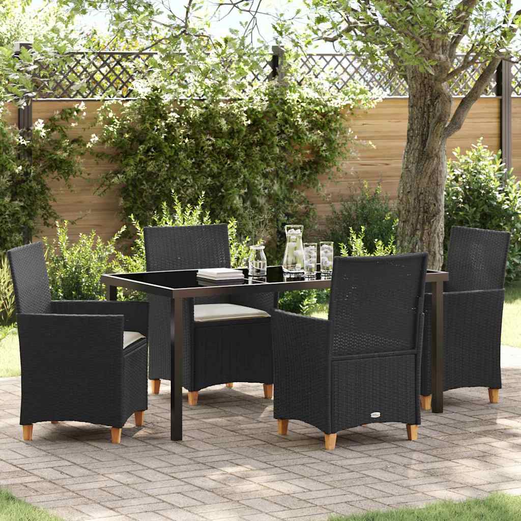 Garden Dining Set 5 pcs Black Poly Rattan