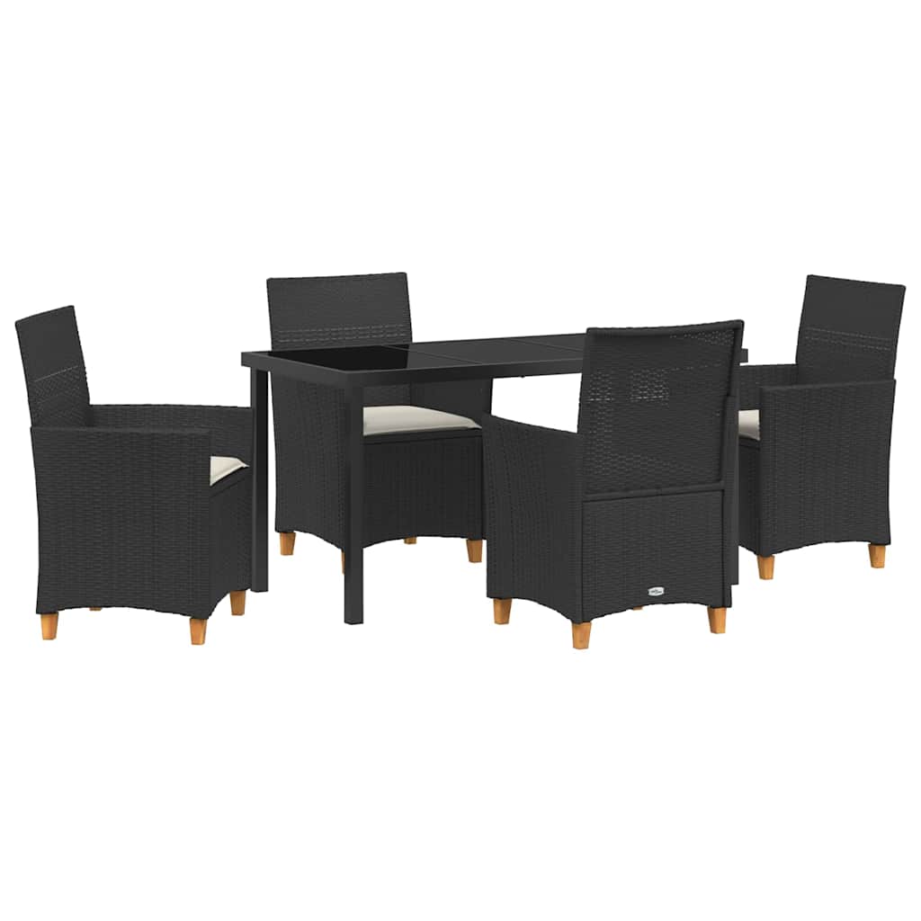 Garden Dining Set 5 pcs Black Poly Rattan