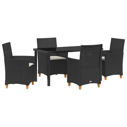 Garden Dining Set 5 pcs Black Poly Rattan