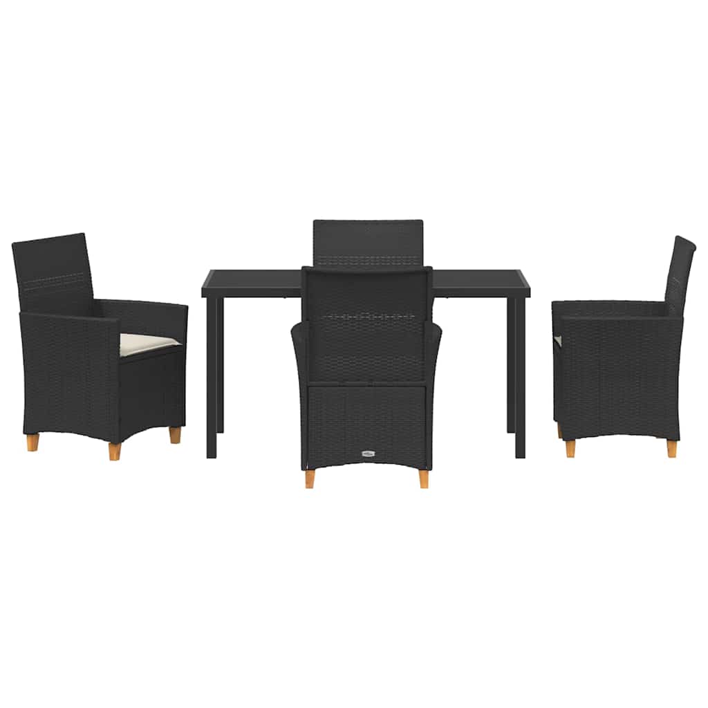 Garden Dining Set 5 pcs Black Poly Rattan