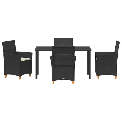 Garden Dining Set 5 pcs Black Poly Rattan