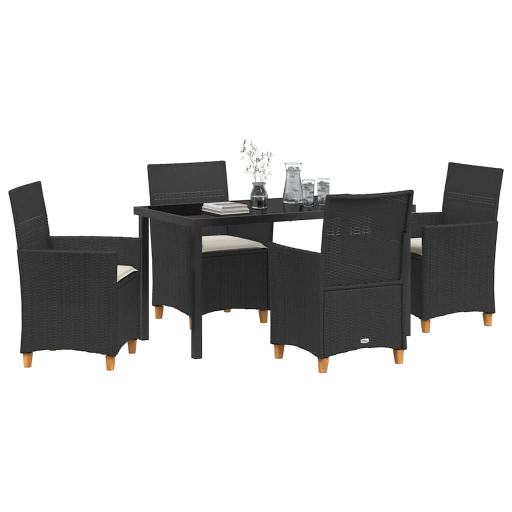 Garden Dining Set 5 pcs Black Poly Rattan
