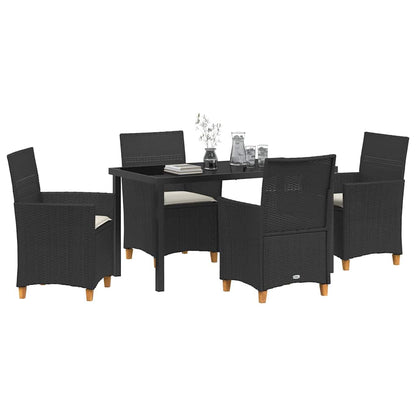 Garden Dining Set 5 pcs Black Poly Rattan