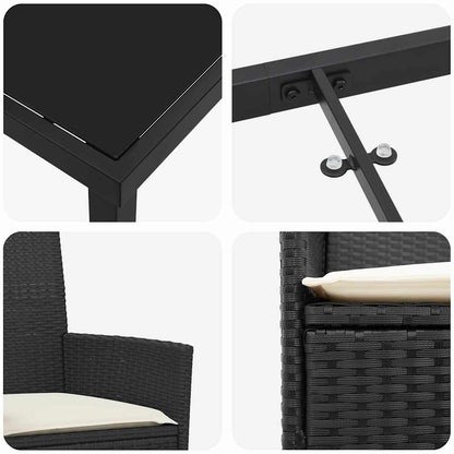 Garden Dining Set 5 pcs Black Poly Rattan