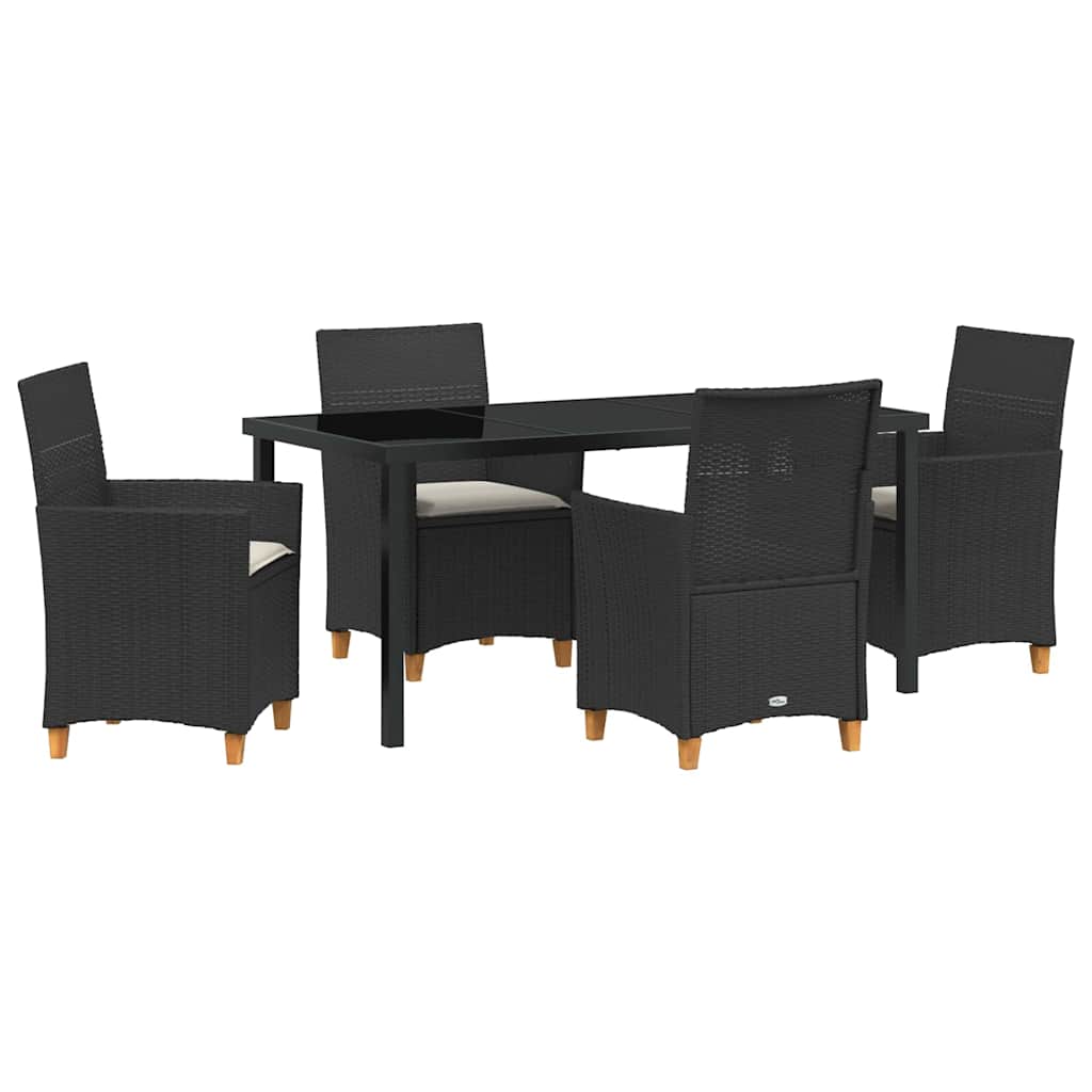 Garden Dining Set 5 pcs Black Poly Rattan