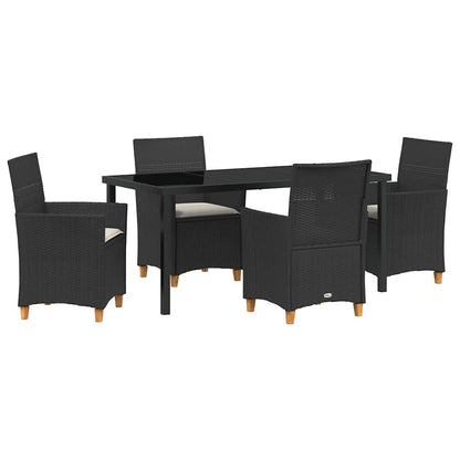 Garden Dining Set 5 pcs Black Poly Rattan