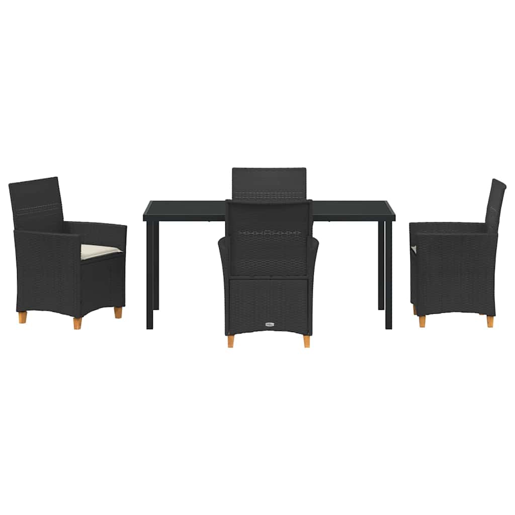 Garden Dining Set 5 pcs Black Poly Rattan