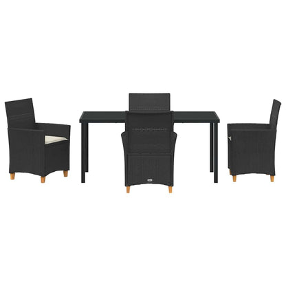 Garden Dining Set 5 pcs Black Poly Rattan