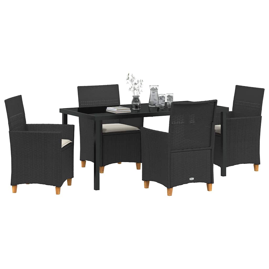 Garden Dining Set 5 pcs Black Poly Rattan