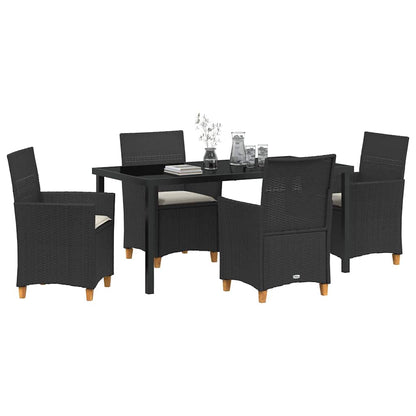 Garden Dining Set 5 pcs Black Poly Rattan