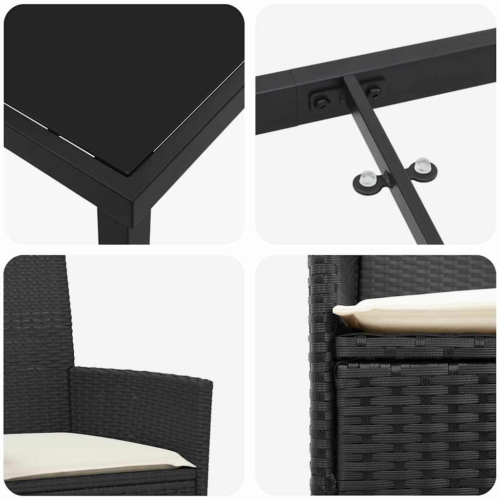 Garden Dining Set 7 pcs Black Poly Rattan