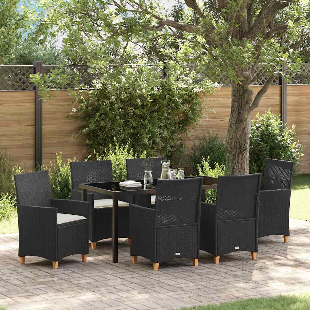 Garden Dining Set 7 pcs Black Poly Rattan