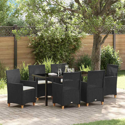 Garden Dining Set 7 pcs Black Poly Rattan