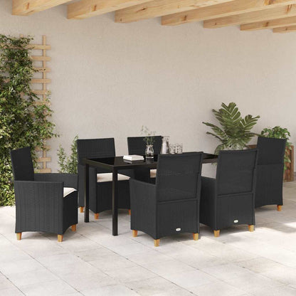 Garden Dining Set 7 pcs Black Poly Rattan