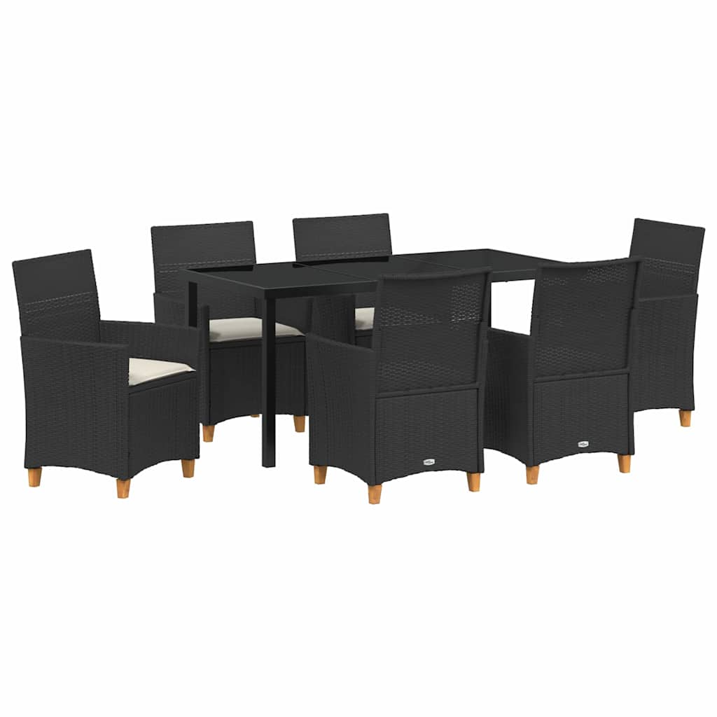 Garden Dining Set 7 pcs Black Poly Rattan