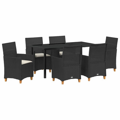 Garden Dining Set 7 pcs Black Poly Rattan