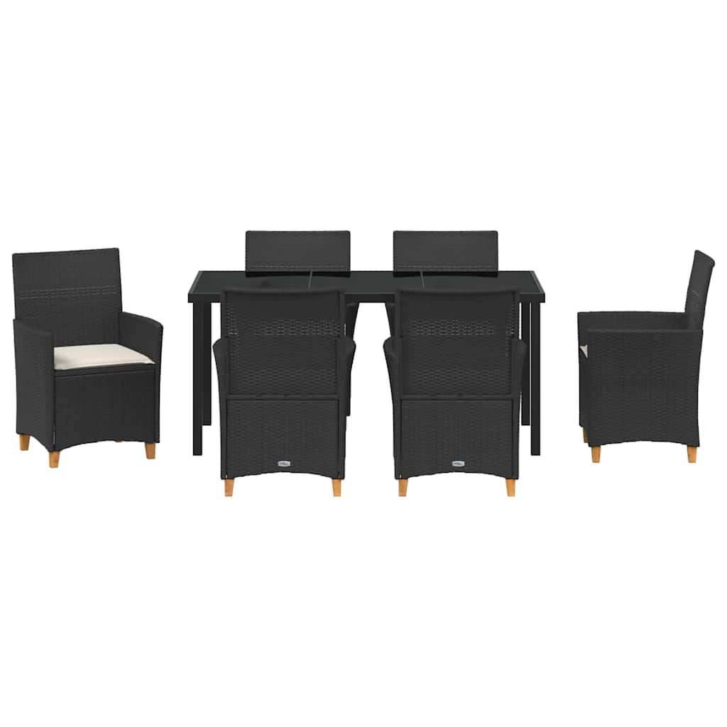 Garden Dining Set 7 pcs Black Poly Rattan