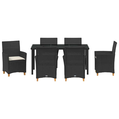 Garden Dining Set 7 pcs Black Poly Rattan
