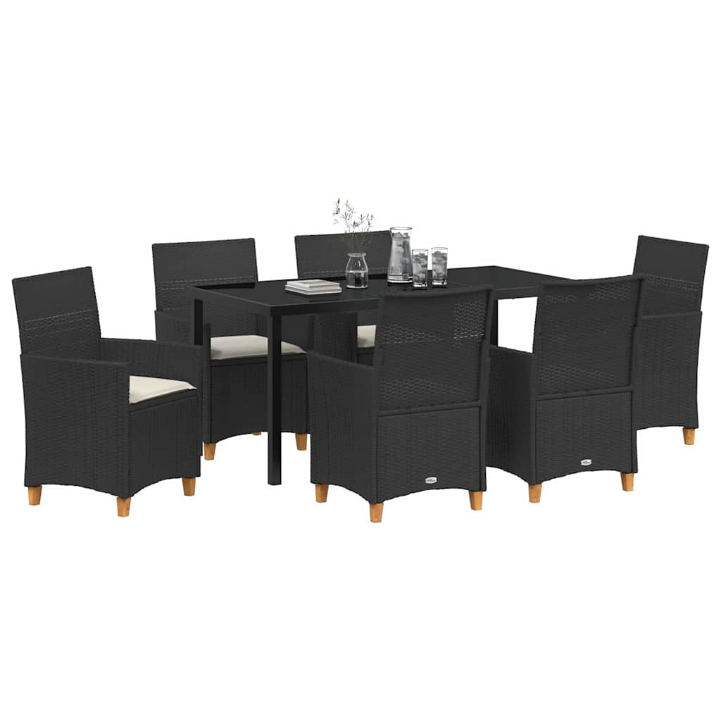 Garden Dining Set 7 pcs Black Poly Rattan