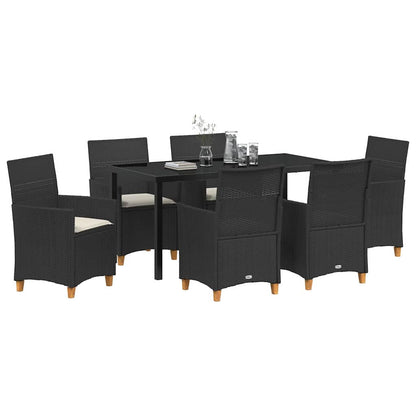 Garden Dining Set 7 pcs Black Poly Rattan