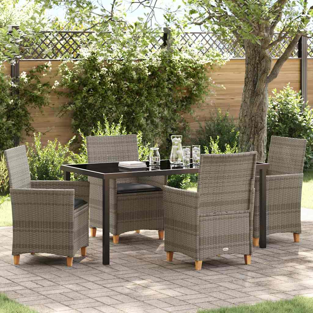 Garden Dining Set 5 pcs Grey Poly Rattan