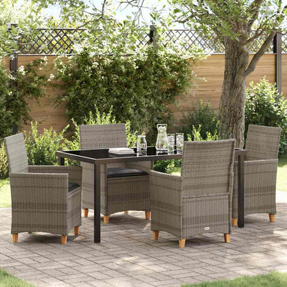 Garden Dining Set 5 pcs Grey Poly Rattan
