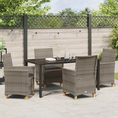 Garden Dining Set 5 pcs Grey Poly Rattan