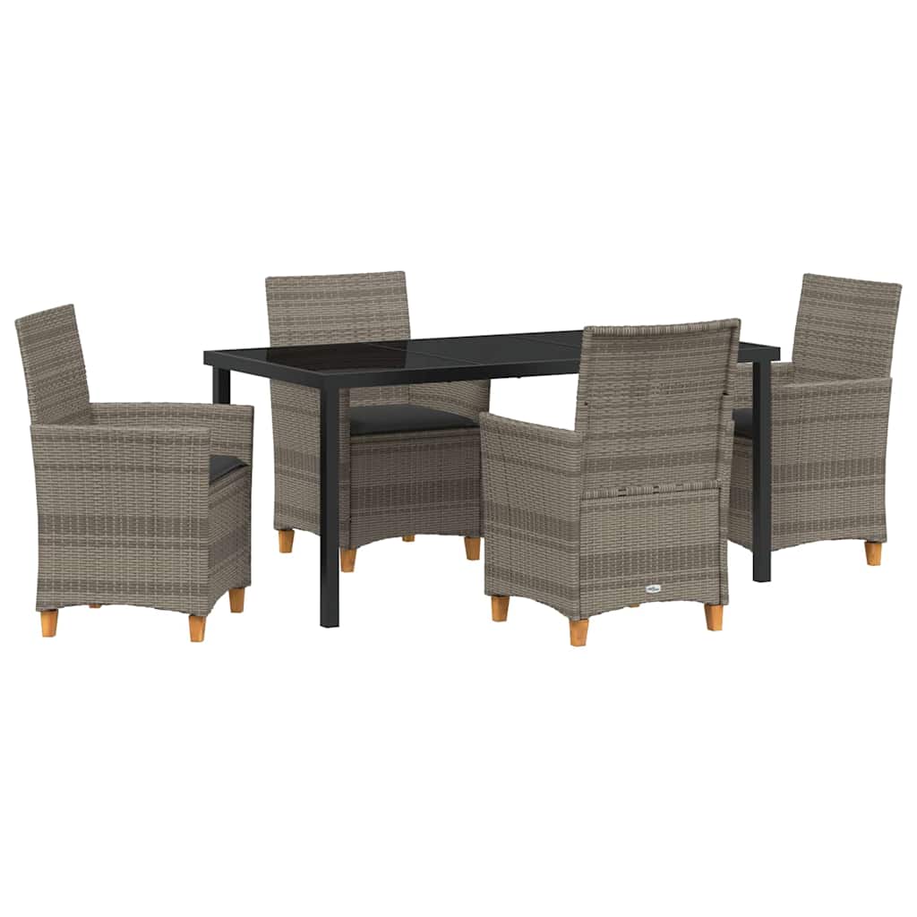 Garden Dining Set 5 pcs Grey Poly Rattan