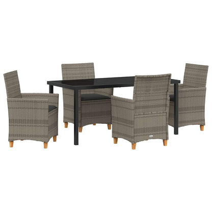 Garden Dining Set 5 pcs Grey Poly Rattan