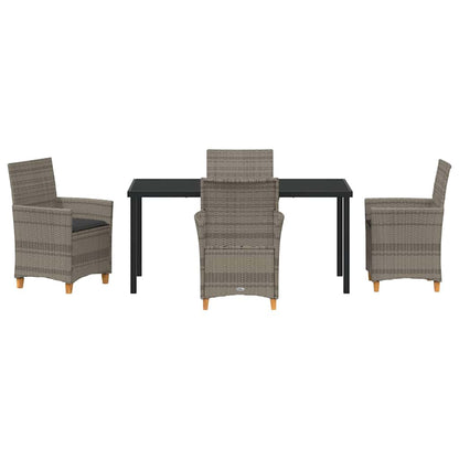 Garden Dining Set 5 pcs Grey Poly Rattan