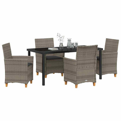 Garden Dining Set 5 pcs Grey Poly Rattan