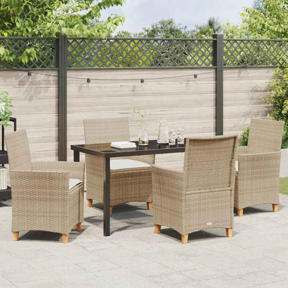Garden Dining Set 5 pcs Beige Poly Rattan