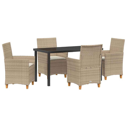 Garden Dining Set 5 pcs Beige Poly Rattan