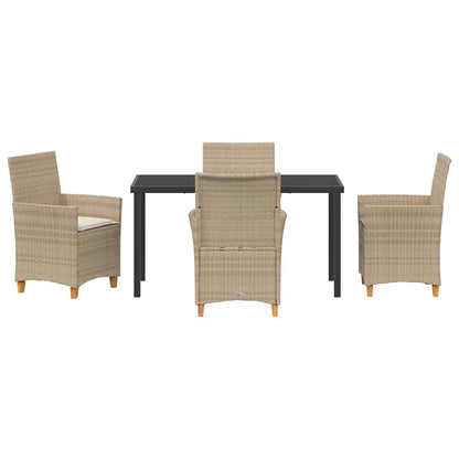 Garden Dining Set 5 pcs Beige Poly Rattan