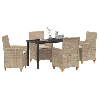 Garden Dining Set 5 pcs Beige Poly Rattan