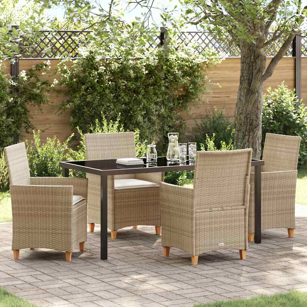 Garden Dining Set 5 pcs Beige Poly Rattan