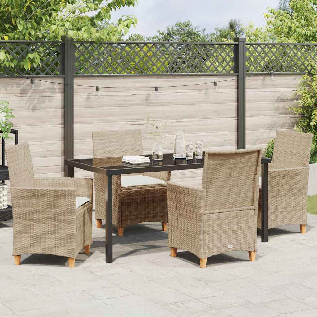 Garden Dining Set 5 pcs Beige Poly Rattan