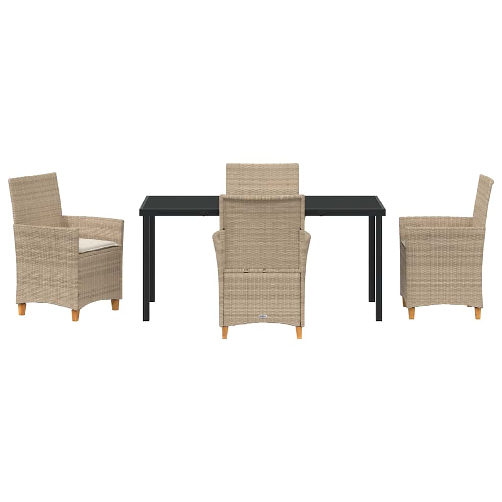 Garden Dining Set 5 pcs Beige Poly Rattan