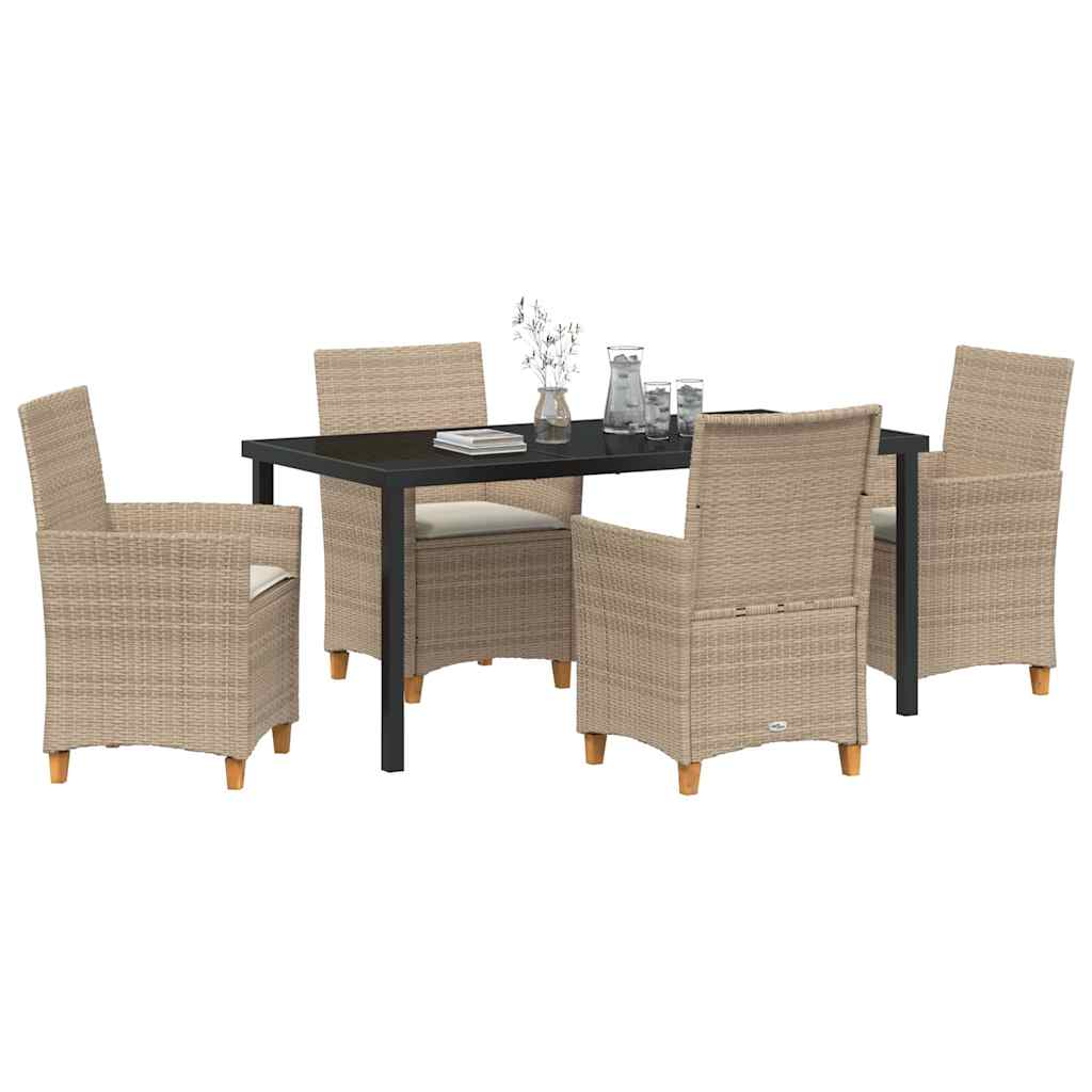 Garden Dining Set 5 pcs Beige Poly Rattan