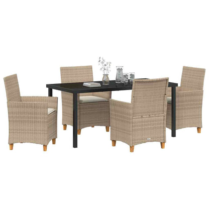 Garden Dining Set 5 pcs Beige Poly Rattan