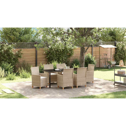 Garden Dining Set 7 pcs Beige Poly Rattan