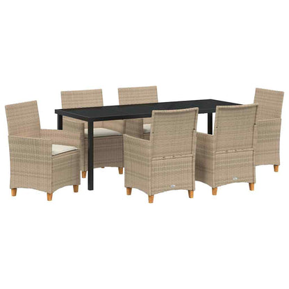 Garden Dining Set 7 pcs Beige Poly Rattan